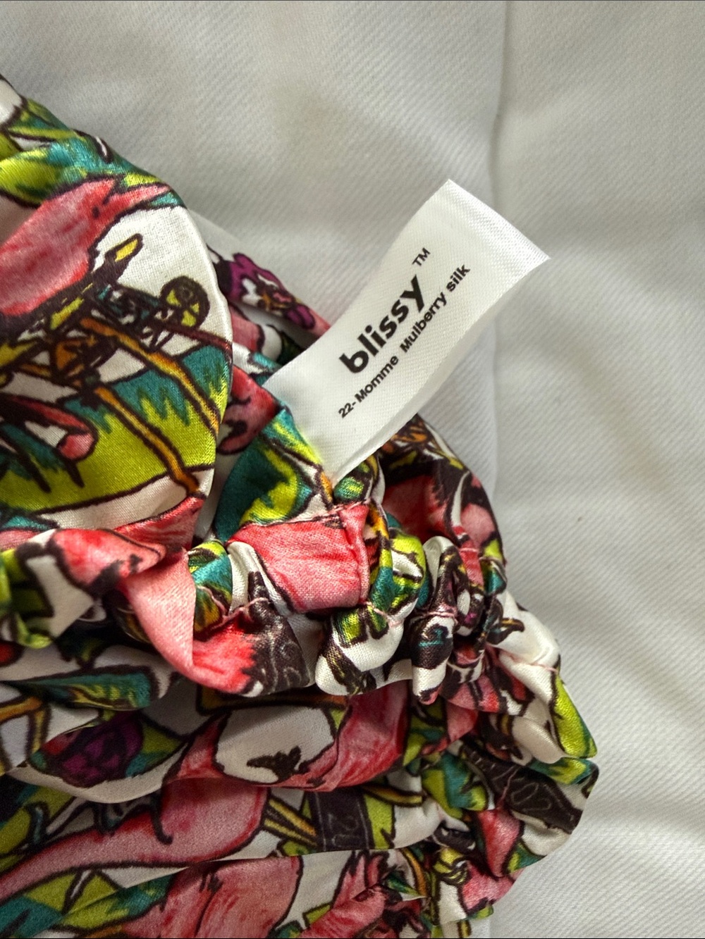Blissy Nicole Miller Mulberry Silk Flamingo Bonnet NIB - Picture 4 of 5
